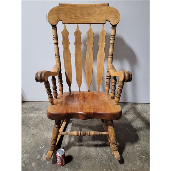 Vintage Heavy Large Solid Oak Rocking Chair