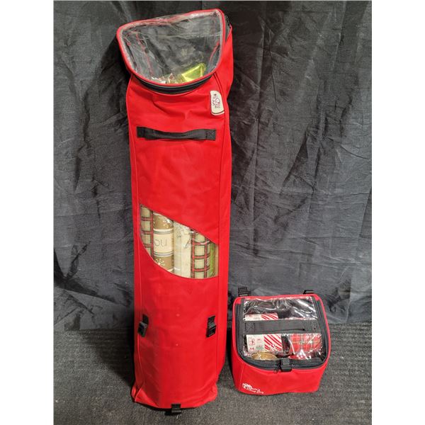 Assorted Wrapping Paper and Ribbons with Storage Cases