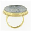Image 8 : Vintage 14k Gold Large Oval Bezel Metal Cameo Man Woman Twisted Wire Frame Ring