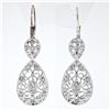 Image 2 : 14K White Gold 0.10 ctw Round Diamond Milgrain Open Lace Teardrop Dangle Earring