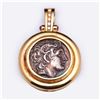 Image 1 : Large 18K Yellow Gold Pendant With Rubies, Diamonds & Ancient Silver Alexander T