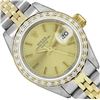 Image 1 : Rolex Ladies Two Tone Gold And Steel Champagne Index Diamond Bezel Date Wristwat