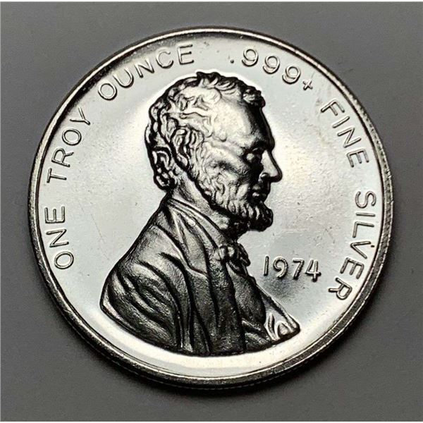 1974 Lincoln Cent Design The International Silver Trade Unit 1 ozt .999 Silver