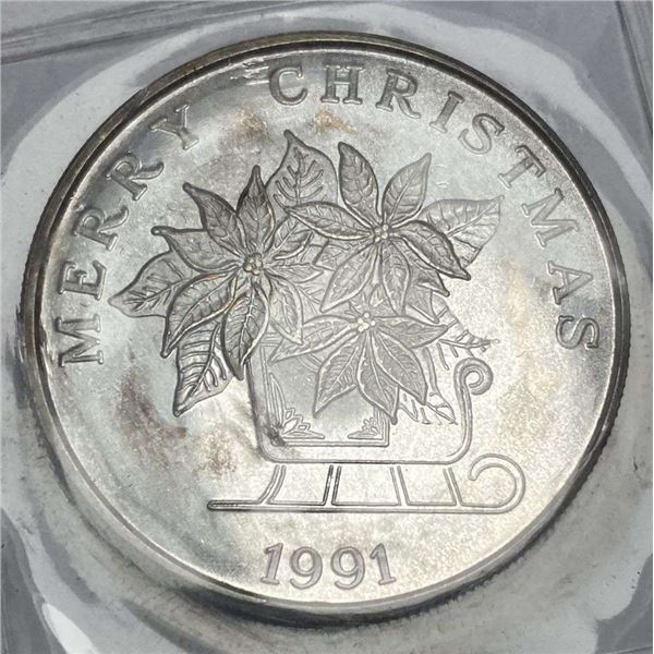 1991 Merry Christmas 1 ozt .999 Silver