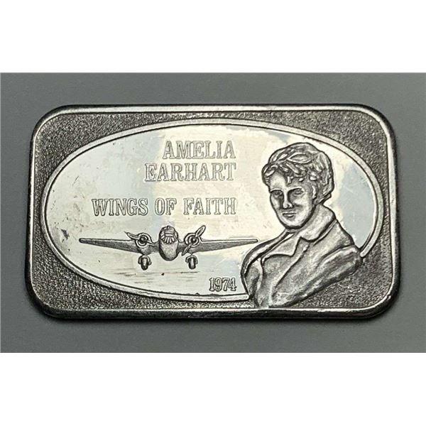 1974 Amelia Earhart "Wings Of Faith" 1 ozt .999 Silver Bar