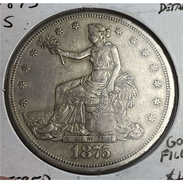 1875-S Trade Silver Dollar VF Details
