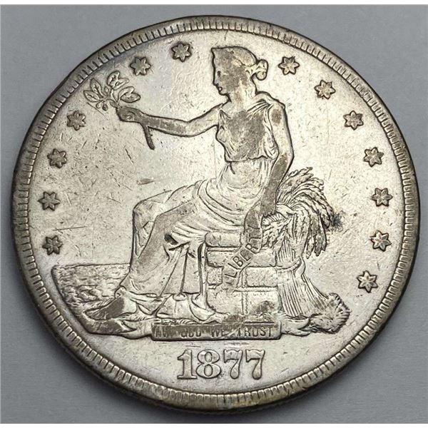 1877 Trade Silver Dollar VF Details