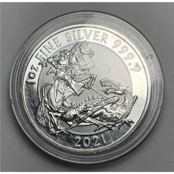 2021 Queen's Beasts Dragon Fight 1 ozt .999 Silver