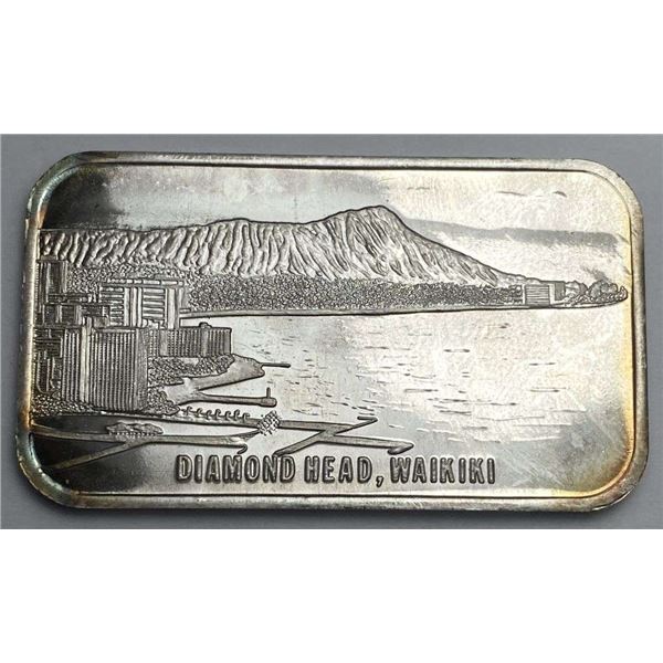 Diamond Head, Waikiki 1 ozt .999 Silver Bar
