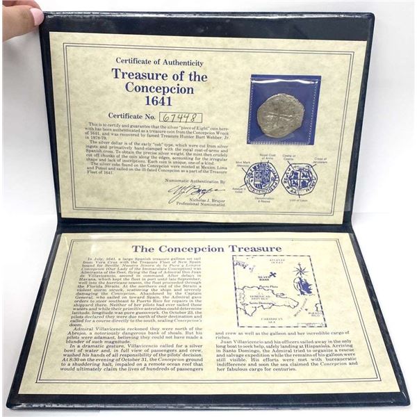 1641 Treasure Of The Concepcion Spanish 8 Reales W/ COA