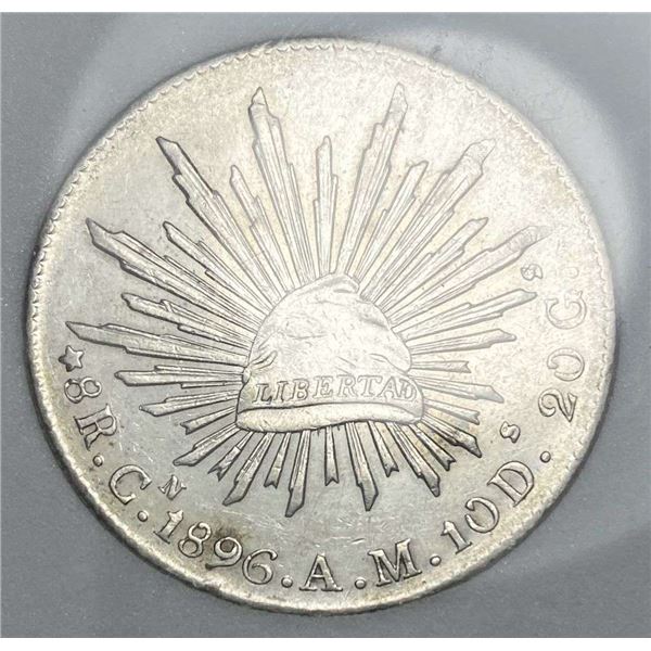 1896 CN AM Mexico Big Silver 8 Reales XF