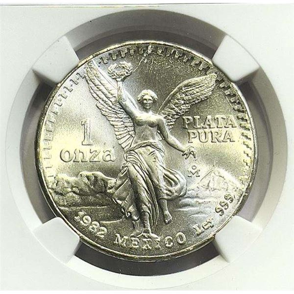 1982 Mexico Libertad 1 ozt .999 Silver NGC MS67