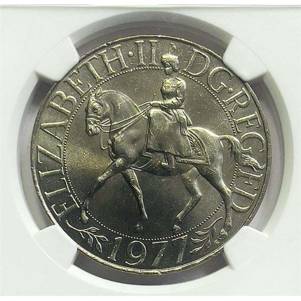 1977 Great Britain Silver Jubilee Of Reign 25 Pence NGC MS65