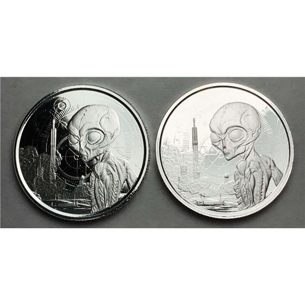 (2-coins) 2021 Republic Of Ghana Alien 1/2 ozt .999 Silver