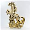 Image 1 : VTG CERAMIC GOLD TONE HORSE SCULPTURE - 16” TALL