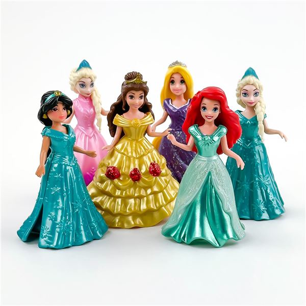 6 DISNEY PRINCESS POLLY POCKET MAGIC CLIP DOLLS