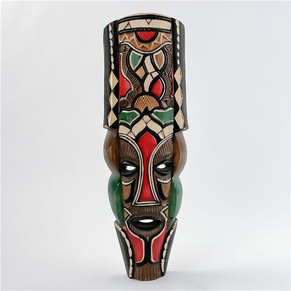 HAND CRAFTED MASK WOOD CARVING WALL DECOR