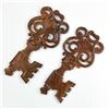 Image 1 : VTG PAIR OF HAND CARVED SKELETON KEYS WALL DECOR