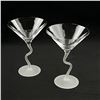 Image 2 : 2 MARTINI GLASSES WITH FROSTED CROOKED STEMS
