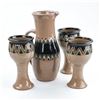 Image 2 : HAND CRAFTED POTTERY PITCHER & GOBLETS - MARKED