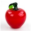 Image 2 : HAND BLOWN ART GLASS BRIGHT RED APPLE WITH LEAF