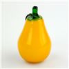 Image 2 : HAND BLOWN ART GLASS BRIGHT YELLOW PEAR & LEAF