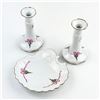 Image 1 : LIMOGES CASTEL FRANCE CANDLESTICKS & SHELL DISH