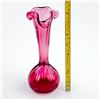 Image 8 : HAND BLOWN CRANBERRY ART GLASS BUD VASE
