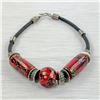 Image 2 : VTG CHOCKER STYLE NECKLACE FLORAL CERAMIC BEADS
