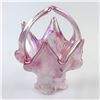 Image 1 : HAND BLOWN FOOTED LUSTERWARE ART GLASS BASKET