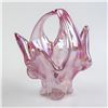 Image 2 : HAND BLOWN FOOTED LUSTERWARE ART GLASS BASKET