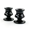Image 2 : VINTAGE PAIR OF BLACK GLASS CANDLESTICK HOLDERS