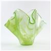 Image 2 : FOLDED GREEN GLASS VASE OR PLANTER ART SCULPTURE