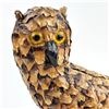 Image 2 : VTG WOODEN WOOD PINECONE OWL BIRD SCULPTURE