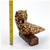 Image 8 : VTG WOODEN WOOD PINECONE OWL BIRD SCULPTURE