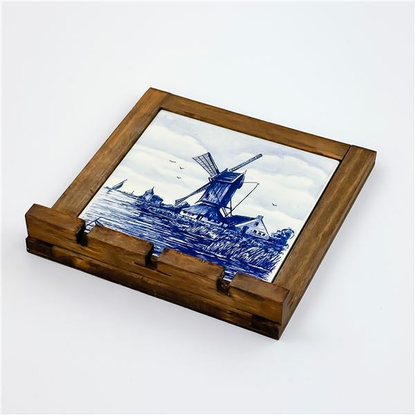 BLUE DELFT STYLE DUTCH WINDMILL SPOON RACK - TILE