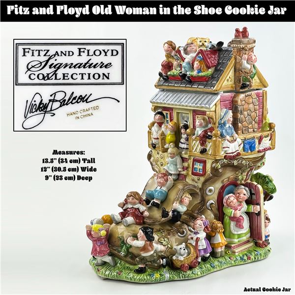 FITZ AND FLOYD OLD WOMAN IN THE SHOE COOKIE JAR