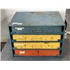 Image 1 : 4 DRAWER METAL DOWMAN PARTS ORGANIZER, FULL OF ASSORTED HARDWARE, CLIPS ETC, BINS ARE REMOVABLE