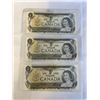 Image 1 : 3 - 1973 CANADIAN $1 MINT BILLS, LAST ISSUE OF THE $1 BILL