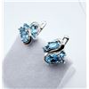 Image 1 : STERLING SILVER 5.67 X 3.6MM NATURAL BLUE TOPAZ (1.76CT) EARRING, W/A $300.00. BLUE TOPAZ IS THE BIR