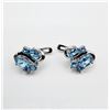 Image 2 : STERLING SILVER 5.67 X 3.6MM NATURAL BLUE TOPAZ (1.76CT) EARRING, W/A $300.00. BLUE TOPAZ IS THE BIR