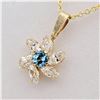 Image 2 : 10KT YELLOW GOLD NATURAL BLUE TOPAZ (0.16CT) WITH CZ (0.30CT) PENDANT AND GOLD PLATED STERLING SILVE