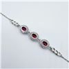 Image 2 : STERLING SILVER NATURAL ENHANCED RUBY (2.73CT) WITH CZ (0.90CT) 7-8" BRACELET, W/A $1180.00. RUBY IS