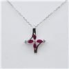 Image 1 : STERLING SILVER NATURAL ENHANCED RUBY (0.36CT) PENDANT WITH CZ (0.03CT) AND STERLING SILVER CHAIN, W