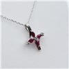Image 2 : STERLING SILVER NATURAL ENHANCED RUBY (0.36CT) PENDANT WITH CZ (0.03CT) AND STERLING SILVER CHAIN, W
