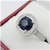 Image 2 : STERLING SILVER 8MM NATURAL BLUE SAPPHIRE (2.66CT) RING, SIZE 8 WITH CZ (1.2CT), W/A $1265.00. SAPPH