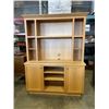 Image 1 : CUSTOM BUILT OAK 2 PICE MEDIA CABINET, 6.7FT TALL, 52 INCH WIDE