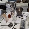 Image 2 : LOT OF BAR WARE, CRYSTAL DECANTERS, ETC