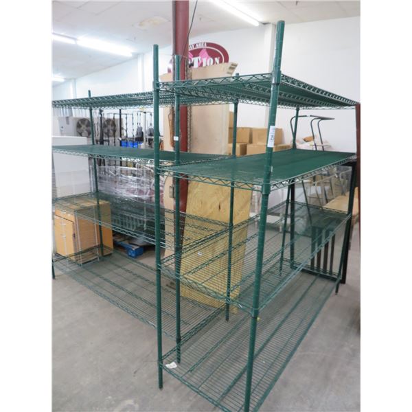 2-Green Coated 6' 4 Shelf Metro Wire Storage Rack - 2 X