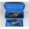 Image 1 : BLUE 17" PLASTIC TOOL BOX WITH CONTENTS